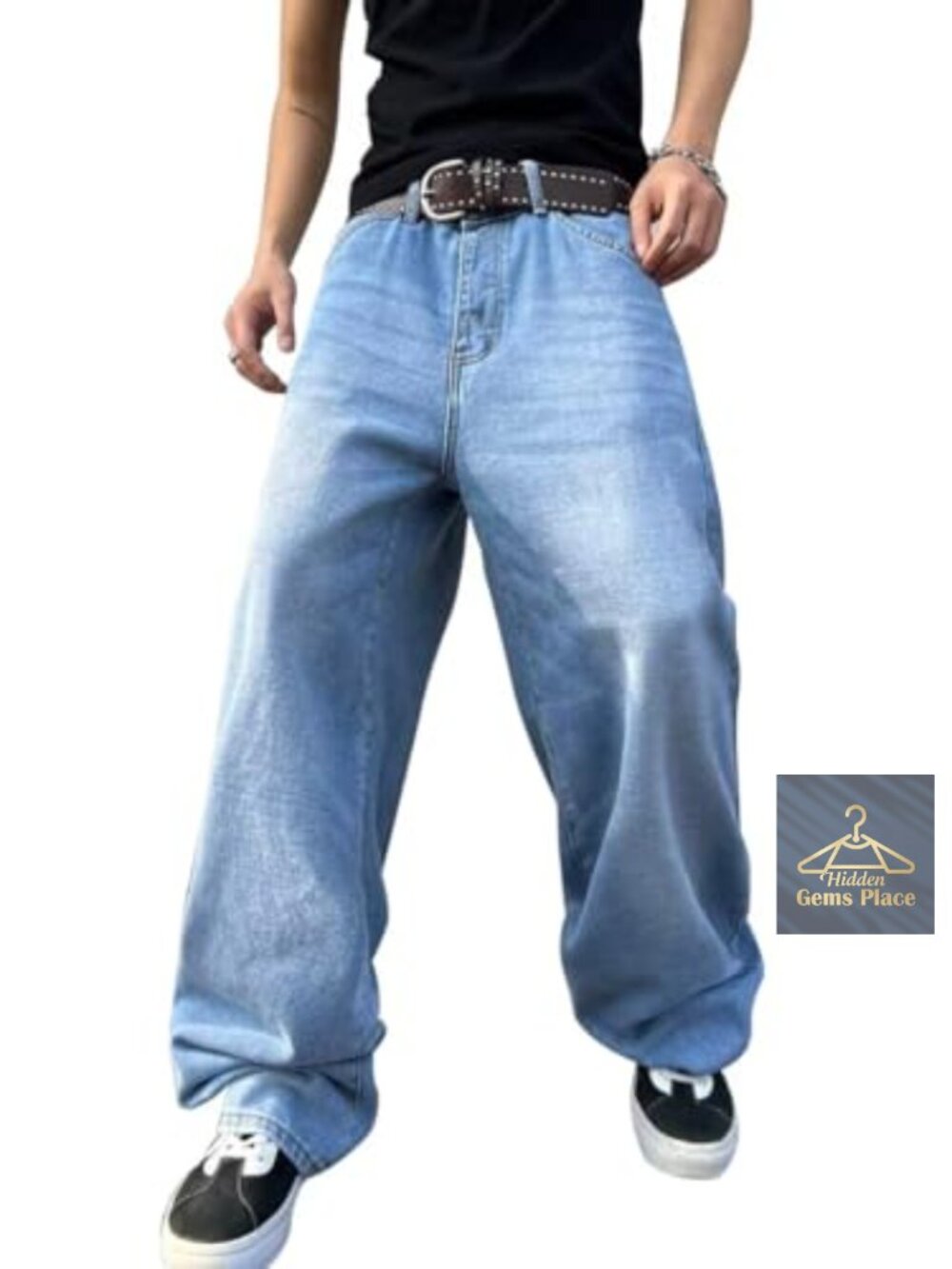 Y2K Baggy Wide Leg Jeans for Men Women Skater Vintage Streetwear Loose Fit